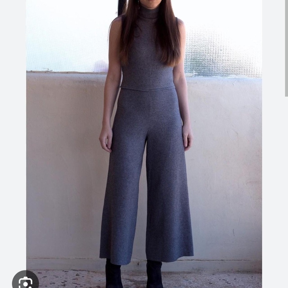 Zara Knit Grey Sleeveless Jumpsuit